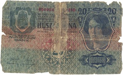 Reverse of 20 Kronen, Austro-Hungarian Bank, 1913