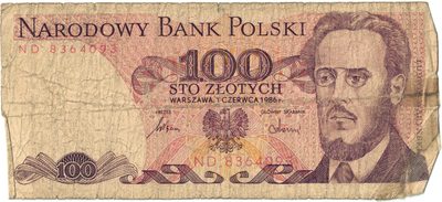 Reverse of 100 Złotych with PROLETARYAT overprint