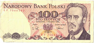 Reverse of 100 Złotych with PROLETARYAT overprint
