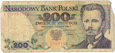 Reverse of 200 Złotych with "Za waszą wolność i naszą" overprint