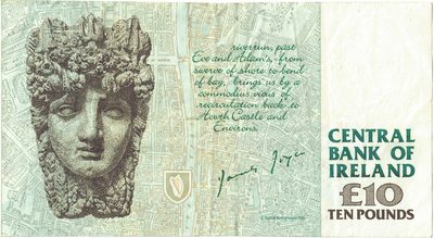 Reverse of 10 Pounds, Central Bank of Ireland, 1993