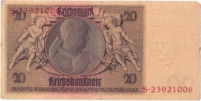 Reverse of 20 Reichsmark, 1929