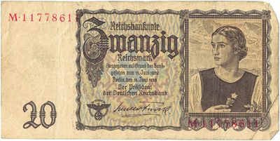 Obverse of 20 Reichsmark, 1939