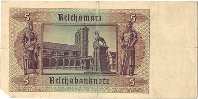 Reverse of 5 Reichsmark, 1942