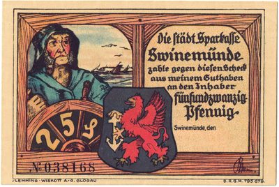 Obverse of 25 Pfennig, Notgeld of Swinemünde, 1921