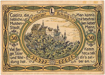 Reverse of 50 Pfennig, Notgeld of Colditz, 1921