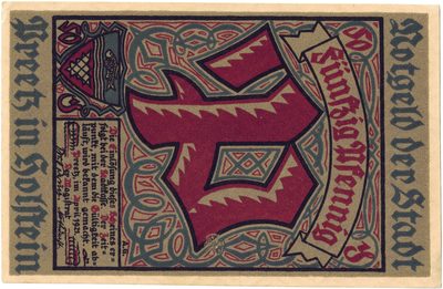 Reverse of 50 Pfennig, Notgeld of Preetz, 1921