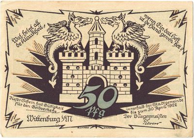 Obverse of 50 Pfennig, Notgeld of Wittenburg in Mecklenburg, 1922