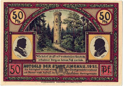 Obverse of 50 Pfennig, Notgeld of Ilmenau, 1921