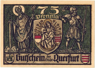 Reverse of 75 Pfennig, Notgeld of Querfurt, 1921